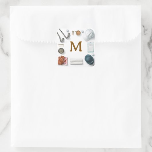 Golf Monogram Personalized Golf Quadratischer Aufkleber (Tasche)