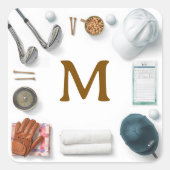 Golf Monogram Personalized Golf Quadratischer Aufkleber (Vorderseite)