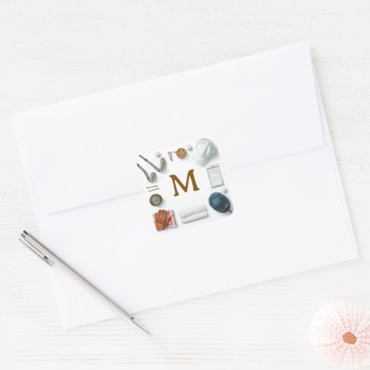 Golf Monogram Personalized Golf Quadratischer Aufkleber (Umschlag)