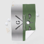 Golf Monogram Silver und Green Design Golfhandtuch (Insitu)