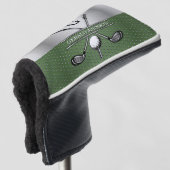 Golf Monogram Silver und Green Design Headcover (3/4 Vorderseite)