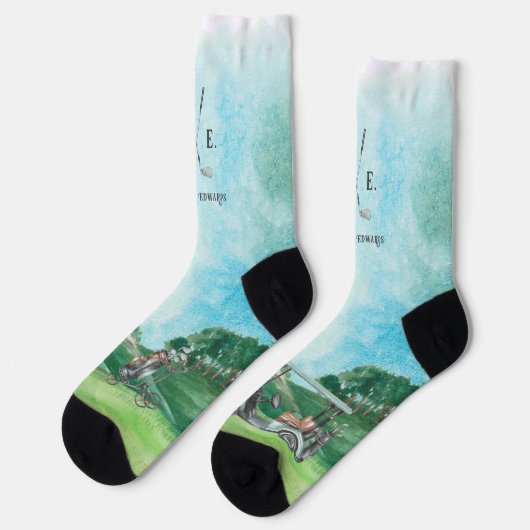 Golf | Monogram Socks zum Wasserfarben-Golfen Socken (Linkes Detail)