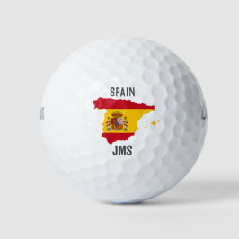 Golf Monogram Spain Flag Karte Golfball