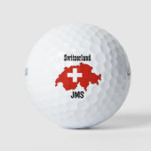 Golf Monogram Switzerland Flag Karte Golfball (Vorderseite)