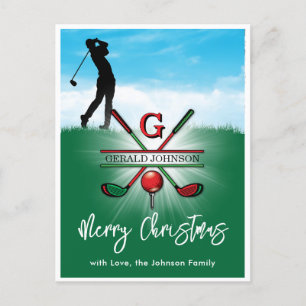 Golf-Monogramm Frohe Weihnachten-Feiertagsdesign Postkarte