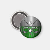 Golf-Monogramm Metallisch Grün und Silber Magnet (Vorderseite/Rückseite)