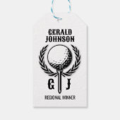 Golf-Monogramm mit Kranz-Design Geschenkanhänger (Rückseite)