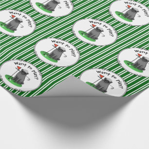Golf Mops Golf spielen (schwarz) Niedlicher Hund F Geschenkpapier