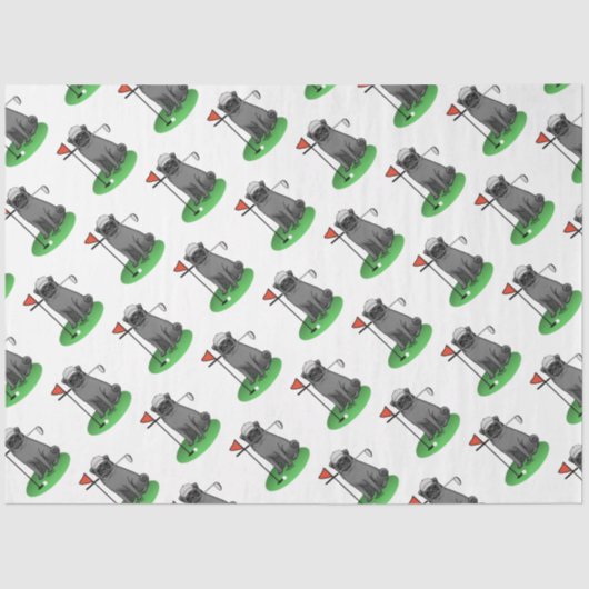 Golf Mops Golf spielen (schwarz) Niedlicher Hund F Seidenpapier (Vorderseite)