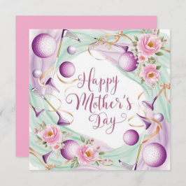 Golf Mother Day mit Ball und Blume für die Mama Feiertagskarte