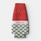 Golf-Motivmuster individuelle Name rot grün Flaschenkühler (Vorderseite)