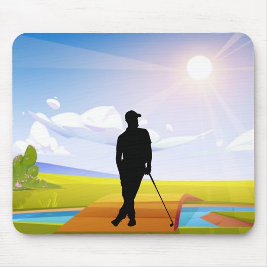 Golf Mousepad mit Silhouette Golfer (Vorne)