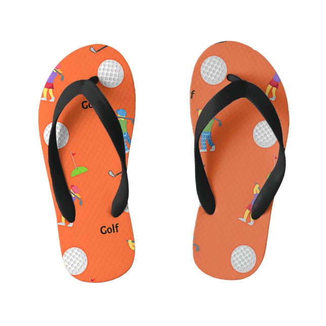 Golf-Muster in Orange Kinderbadesandalen (Fußbett)