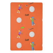 Golf-Muster in Orange Mini Klemmbrett (Rückseite)
