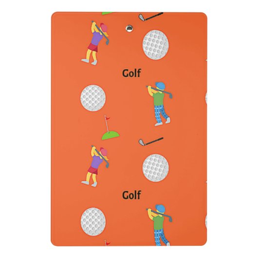 Golf-Muster in Orange Mini Klemmbrett (Rückseite)