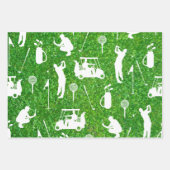 Golf-Muster mit Golfer und Golfwagen auf Grün Geschenkpapier Set (Vorderseite 3)