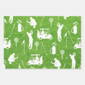 Golf-Muster mit Golfer und Golfwagen auf Grün Geschenkpapier Set (Vorderseite 2)