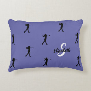 Golf-Muster mit Monogramm Golf-Sport Lila Dekokissen