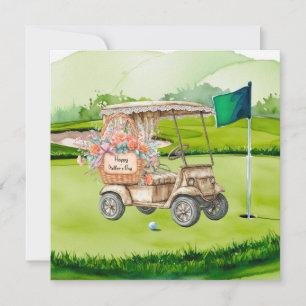 Golf Muttertags-Blumenstrauß auf Golfwagen Karte