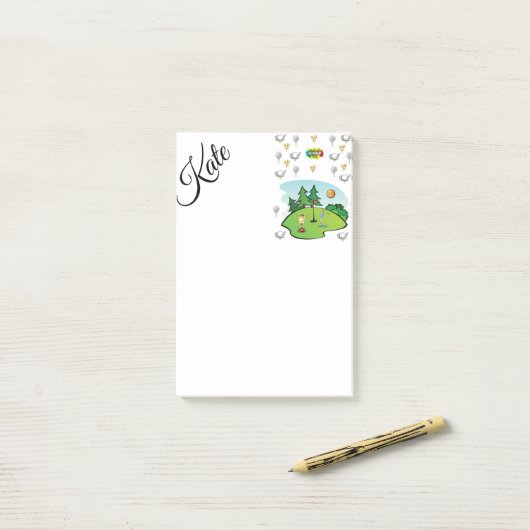 Golf nach dem Mitnehmen Post-it Klebezettel (Auf Schreibtisch)