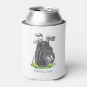 Golf Name Schwarzes Monogramm Dosenkühler (Kanne Vorderseite)