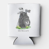 Golf Name Schwarzes Monogramm Dosenkühler (Vorderseite)