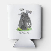 Golf Name Schwarzes Monogramm Dosenkühler (Rückseite)