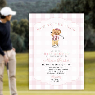 Golf-Neuling im Club rosa Mädchen-Baby-Party Einladung