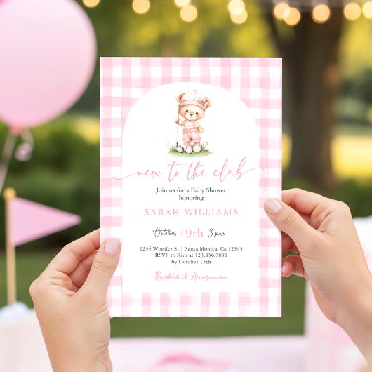 Golf New to the Club Baby Shower Girl Invitation Einladung