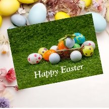 Golf Oaster mit Ball und bunten Ostereiern