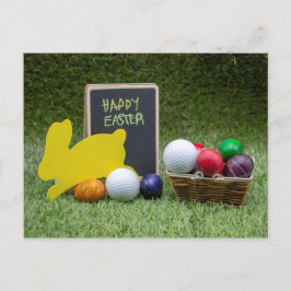 Golf Oaster mit Golfball und farbenfrohen Eiern Feiertagspostkarte