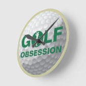 Golf Obsession Green White Tan Wall Clock Runde Wanduhr (Winkel)