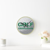 Golf Obsession Green White Tan Wall Clock Runde Wanduhr (Zuhause)