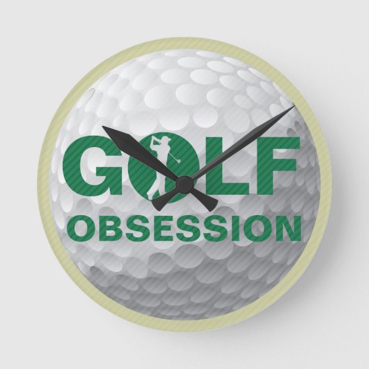 Golf Obsession Green White Tan Wall Clock Runde Wanduhr (Vorderseite)