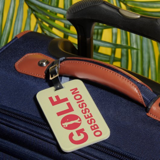 Golf Obsession Red Khaki Personalisiert Bag Tag Gepäckanhänger (Vorderseite Insitu 1)