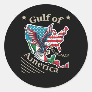 Golf of America Day 02.09.25 Trump Patriot Usa Gul Runder Aufkleber