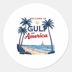 Golf of US America Est 2025 Palm Beach American F Runder Aufkleber