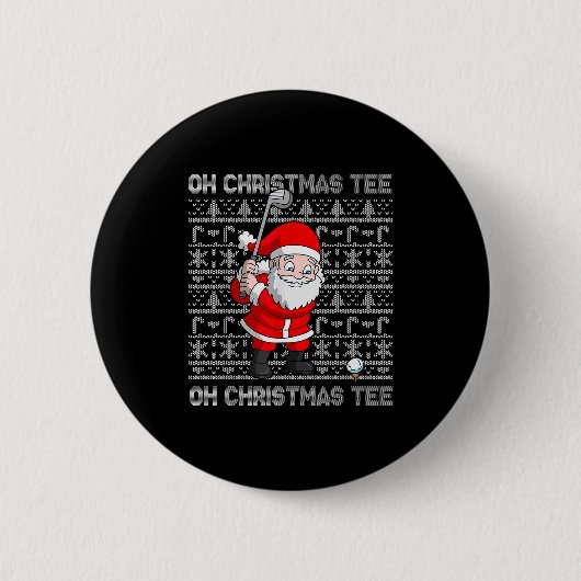 Golf Oh Christmas Tee Santa Claus Golfer Golfing S Button (Vorderseite)