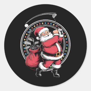 Golf Oh Weihnachten Santa Claus Vintage Golfer Gol Runder Aufkleber