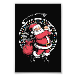 Golf Oh Weihnachtsmann Vintag Golfer Golfi Fotodruck