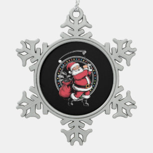 Golf Oh Weihnachtsmann Vintag Golfer Golfi Schneeflocken Zinn-Ornament
