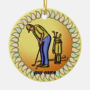 Golf-Opa  Keramik Ornament