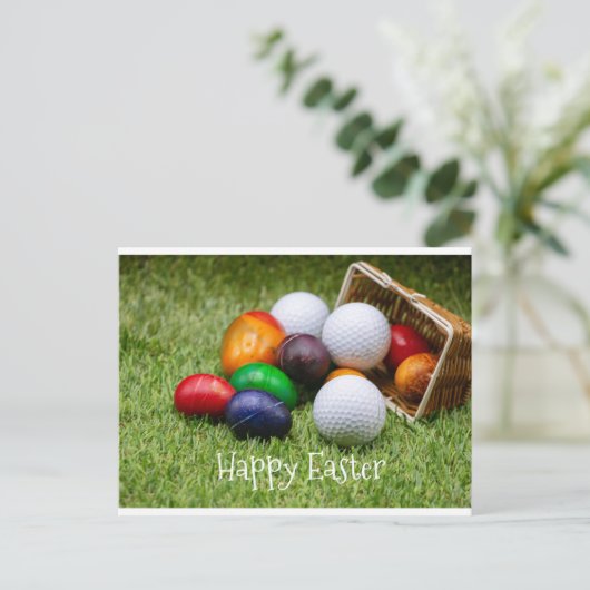 Golf Oster zum Golfer mit Eiern & Golf Card Postkarte (Stehend Vorderseite)