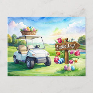 Golf-Osterferien auf dem Golfplatz Feiertagspostkarte