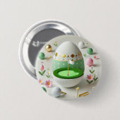 Golf Osterferienkarte mit Golfball und Blume Button (Vorne & Hinten)
