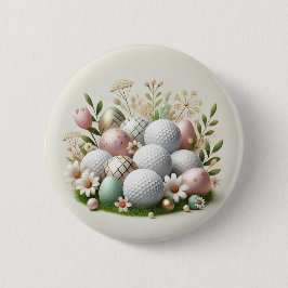 Golf Osterferienkarte mit Golfball und Blume Button