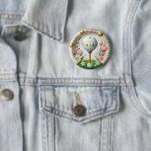 Golf Osterferienkarte mit Golfball und Blume Button (Beispiel)