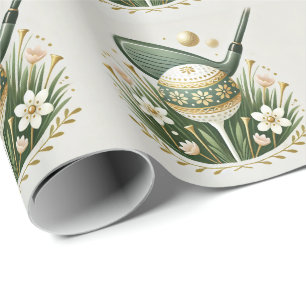 Golf Osterferienkarte mit Golfball und Blume Geschenkpapier