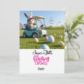 Golf Osterfest Sonniger Reitwagen auf Golfplatz Einladung (Stehend Vorderseite)