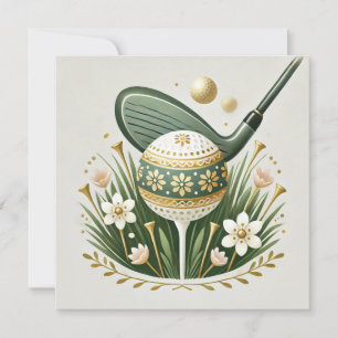 Golf-Ostergrußkarte mit Golfball und Blume Feiertagskarte